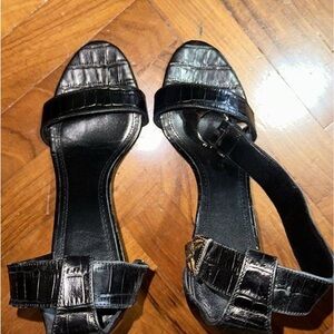 Chic Black Croc-Patterned Women's Heels